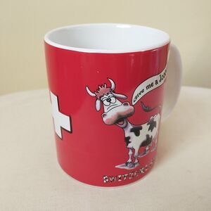 Red White Swiss Cross Cow Switzerland Coffee Cup Mug Travel Souvenir